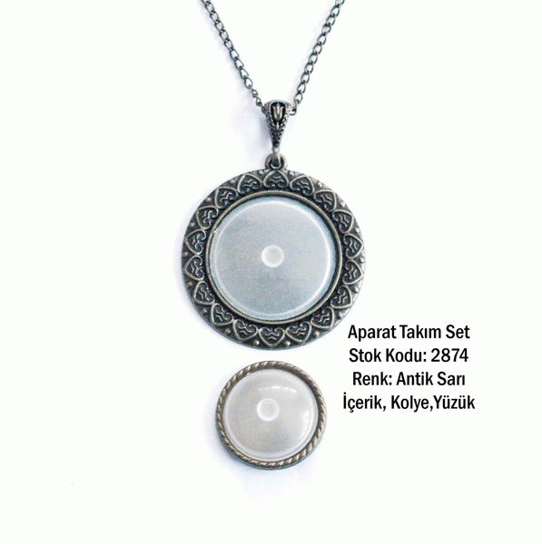 Kolye Yüzük Aparat Takım Set 2874 Antik Sarı