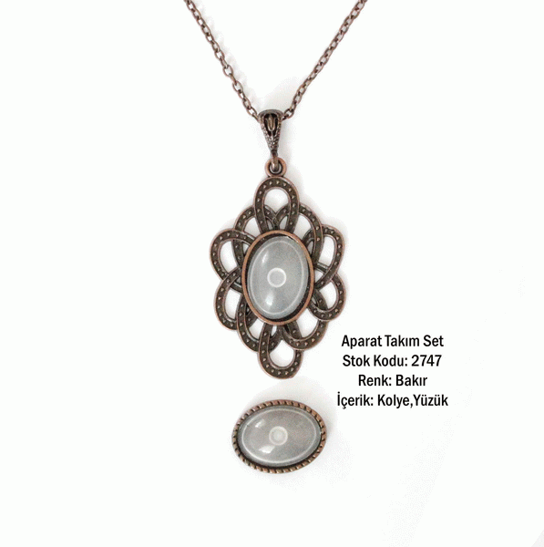 Kolye Yüzük Aparat Takım Set 2747 Bakır Kaplama