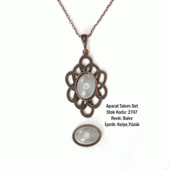 Kolye Yüzük Aparat Takım Set 2747 Bakır Kaplama