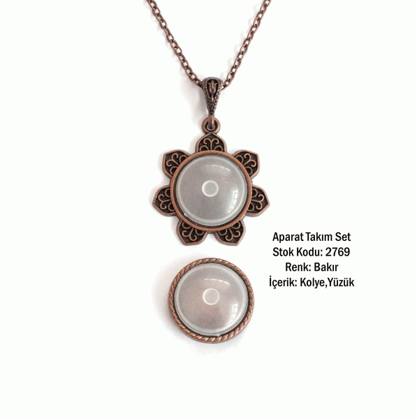 Kolye Yüzük Aparat Takım Set 2769 Bakır Kaplama