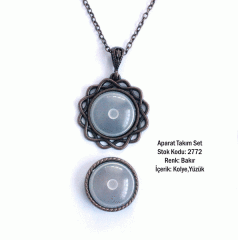 Kolye Yüzük Aparat Takım Set 2772 Bakır Kaplama