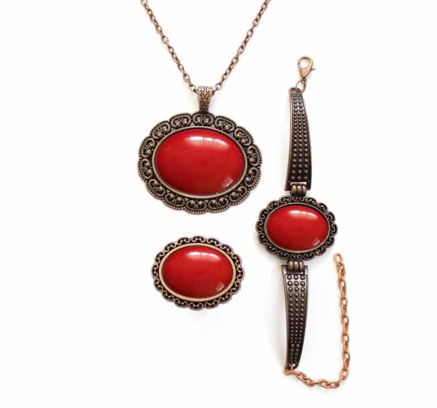 İlbay Çini Takı Kolye Bileklik Yüzük Seti 2422DS300