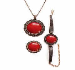 İlbay Çini Takı Kolye Bileklik Yüzük Seti 2422DS300