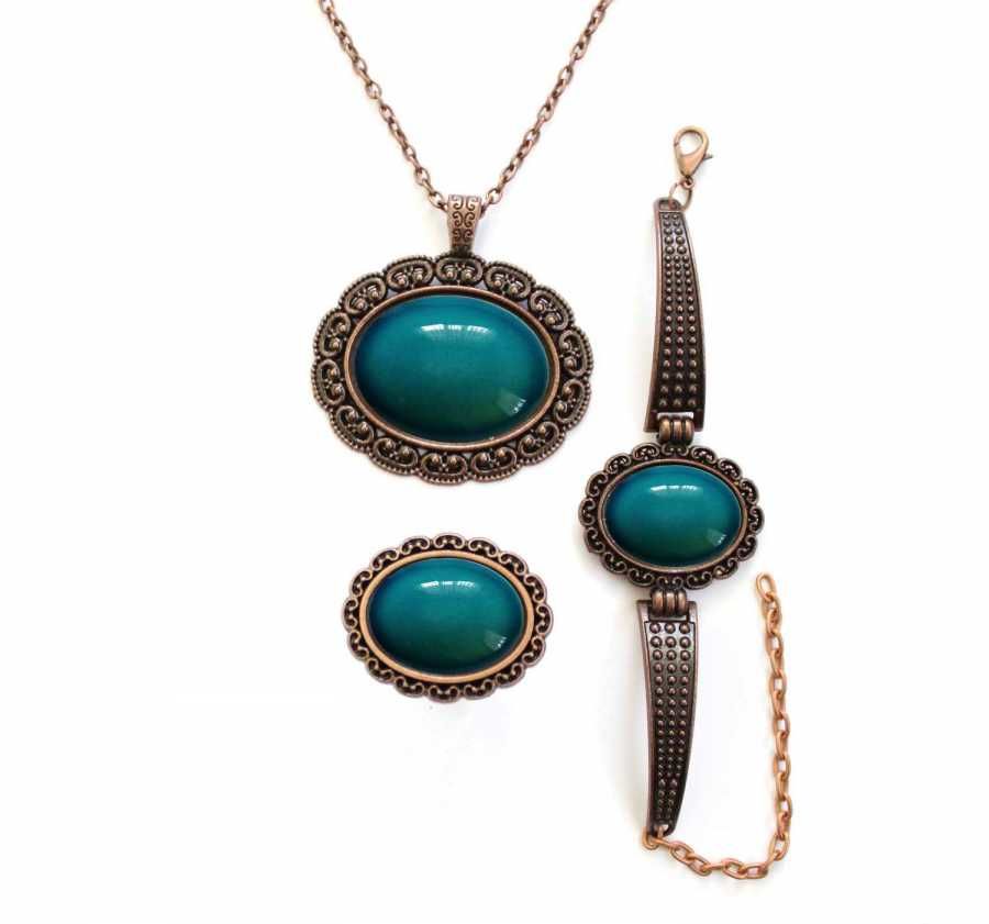 İlbay Çini Takı Kolye Bileklik Yüzük Seti 2422DS305