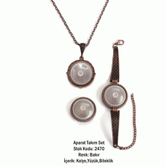 Kolye Bileklik Yüzük Aparat Takım Set 2470 Bakır Kaplama