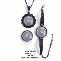 Kolye Bileklik Yüzük Aparat Takım Set 2471 Bakır Kaplama