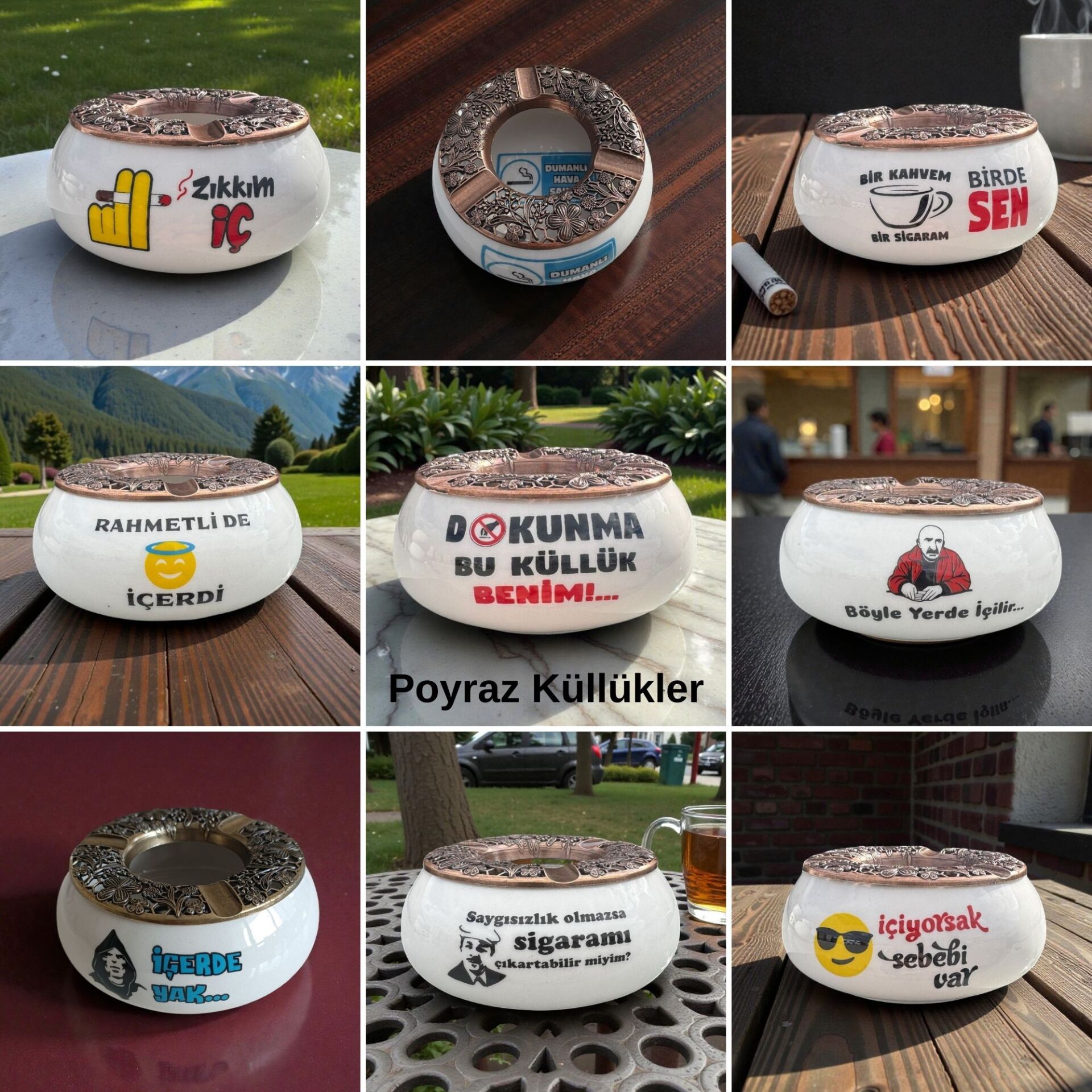 Esprili Poyraz Küllük Toptan Satış, 42 Adet Yazılı Poyraz Küllük