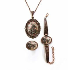 İlbay Çini Takı Kolye Bileklik Yüzük Seti 2428DS234