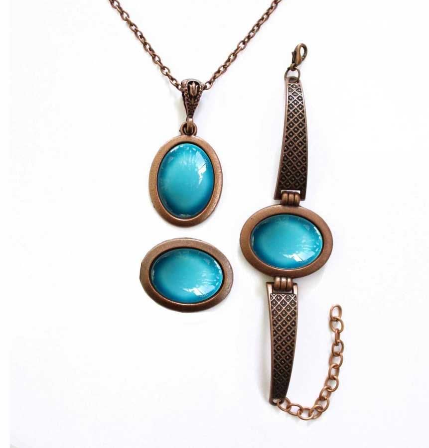 İlbay Çini Takı Kolye Bileklik Yüzük Seti 2433DS309