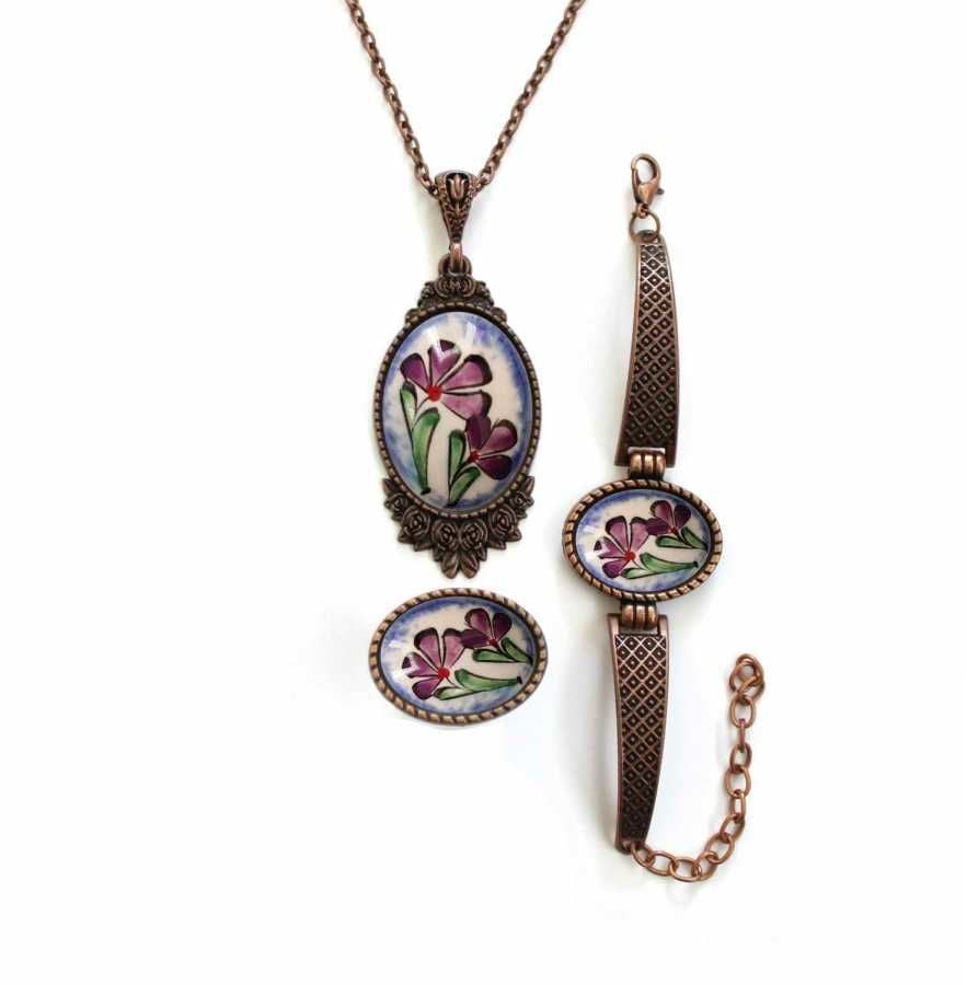 İlbay Çini Takı Kolye Bileklik Yüzük Seti 2429DS075