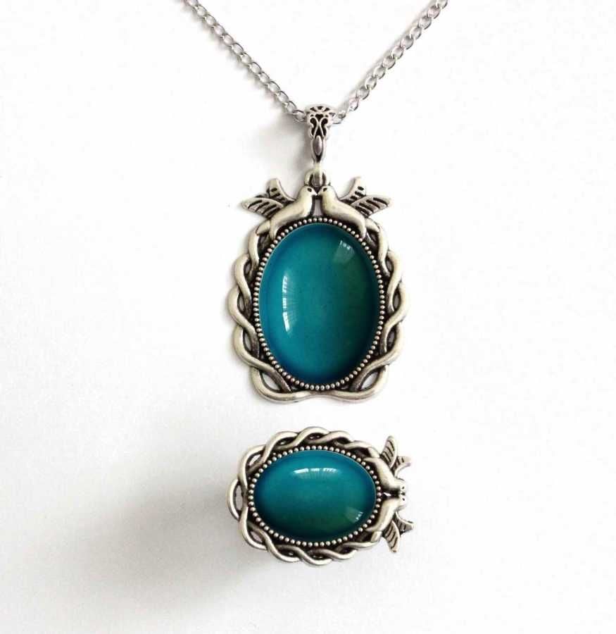 İlbay Çini Takı  Kolye Yüzük Seti 2527DS305