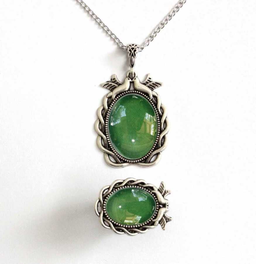 İlbay Çini Takı  Kolye Yüzük Seti 2527DS302