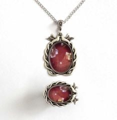 İlbay Çini Takı  Kolye Yüzük Seti 2527DS301