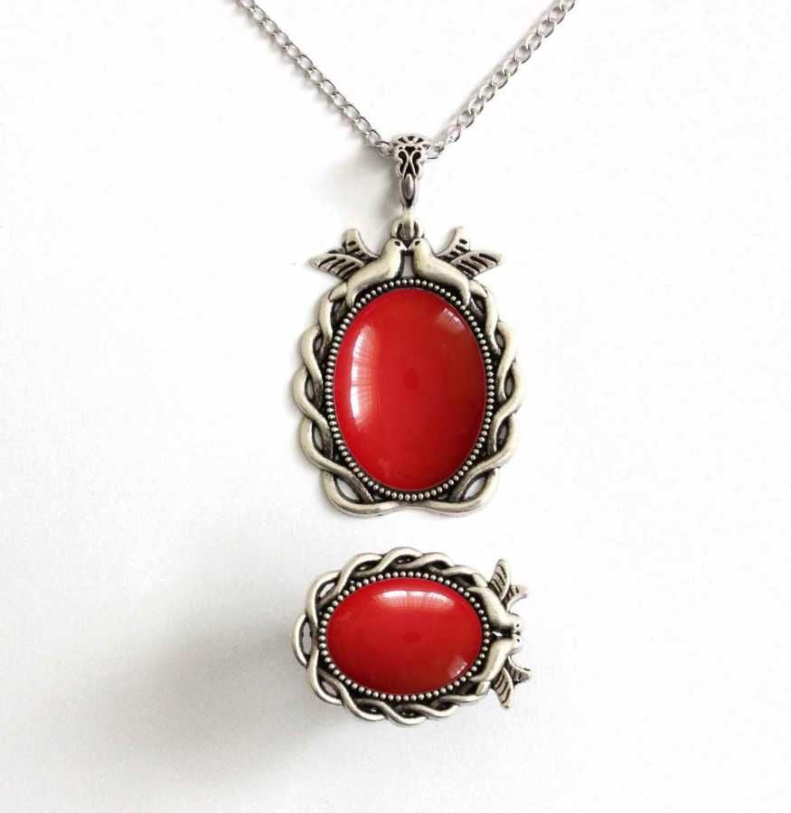 İlbay Çini Takı  Kolye Yüzük Seti 2527DS300