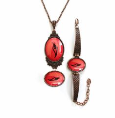 İlbay Çini Takı Kolye Bileklik Yüzük Seti 2429DS500