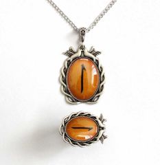 İlbay Çini Takı  Kolye Yüzük Seti 2527DS211