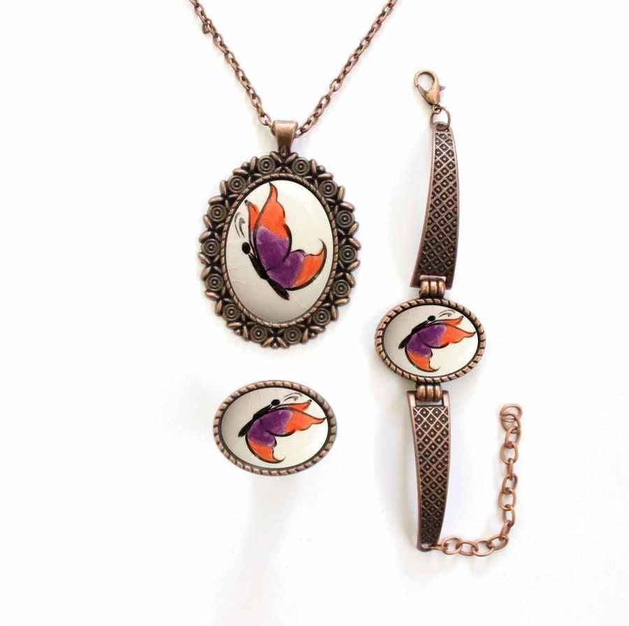 İlbay Çini Takı Kolye Bileklik Yüzük Seti 2431DS091