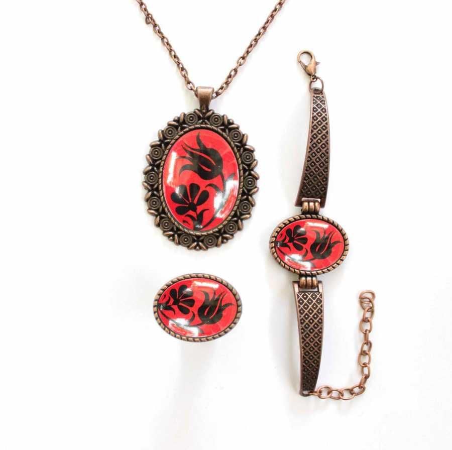 İlbay Çini Takı Kolye Bileklik Yüzük Seti 2431DS506