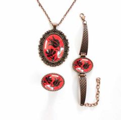 İlbay Çini Takı Kolye Bileklik Yüzük Seti 2431DS506