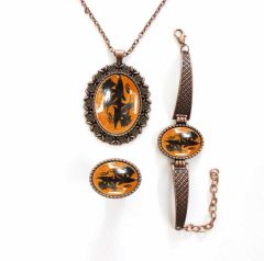 İlbay Çini Takı Kolye Bileklik Yüzük Seti 2431DS516