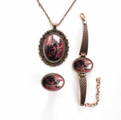 İlbay Çini Takı Kolye Bileklik Yüzük Seti 2431DS520