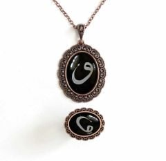 İlbay Çini Takı  Kolye Yüzük Seti 2526DS200