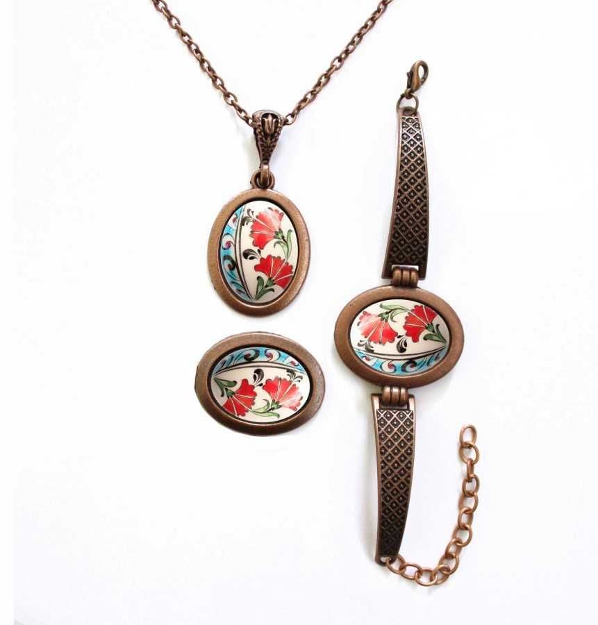 İlbay Çini Takı Kolye Bileklik Yüzük Seti 2433DS058