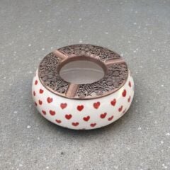 Kırmızı Kalp Desenli Poyraz Küllük