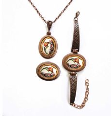 İlbay Çini Takı Kolye Bileklik Yüzük Seti 2433DS070