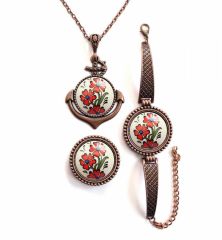 İlbay Çini Takı Kolye Bileklik Yüzük Seti 2457DS107