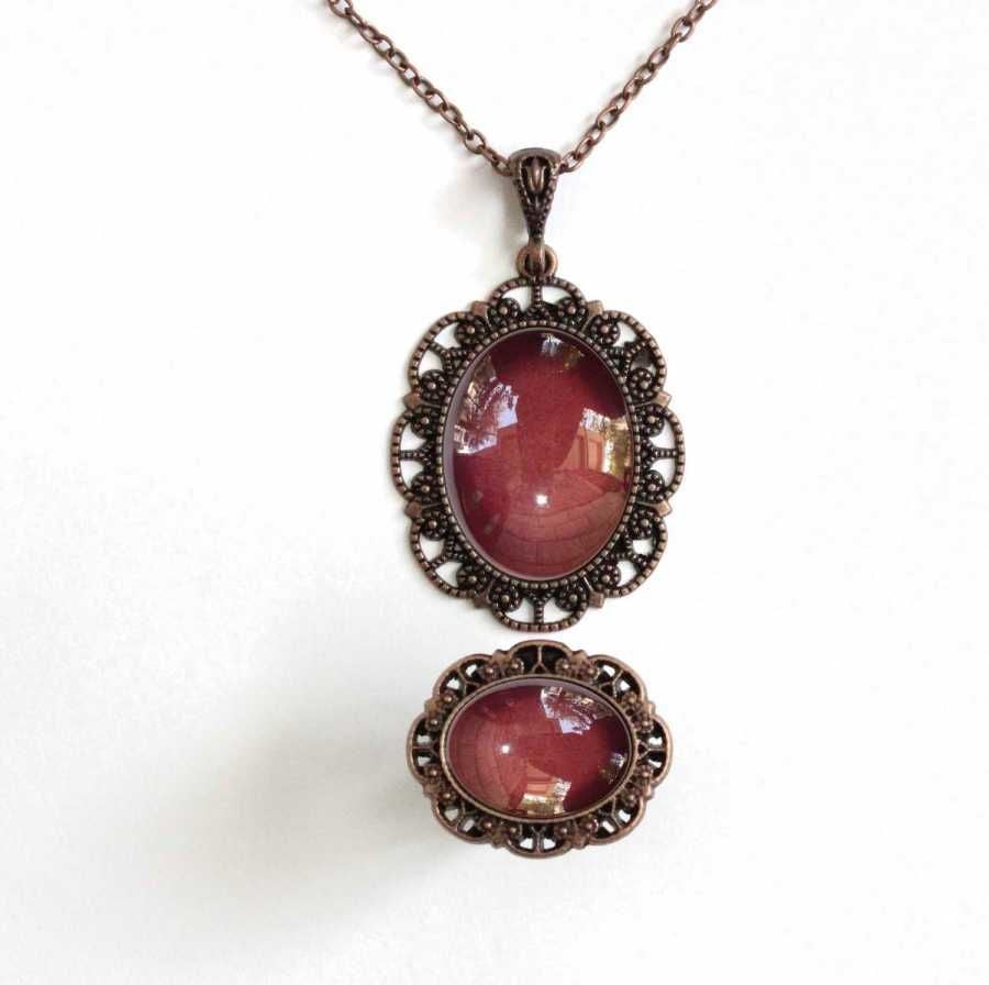 İlbay Çini Takı  Kolye Yüzük Seti 2525DS301