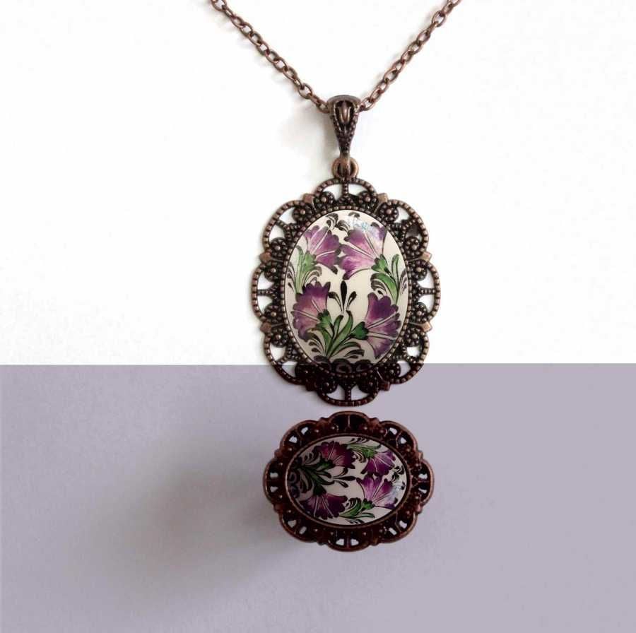 İlbay Çini Takı  Kolye Yüzük Seti 2525DS054