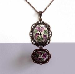 İlbay Çini Takı  Kolye Yüzük Seti 2525DS054