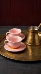 2'li Pembe Gelincik Nescafe Fincanı