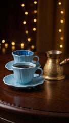 2'li Mavi Gelincik Nescafe Fincanı