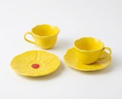 2'li Sarı Gelincik Çiçeği Nescafe Fincanı