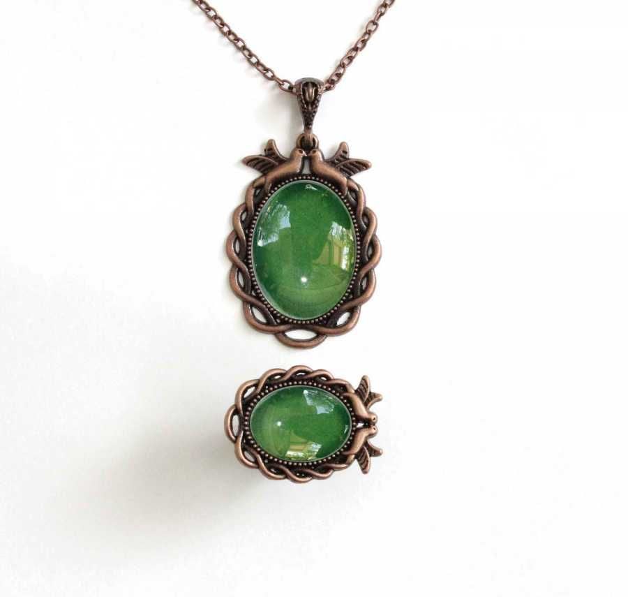 İlbay Çini Takı  Kolye Yüzük Seti 2524DS302