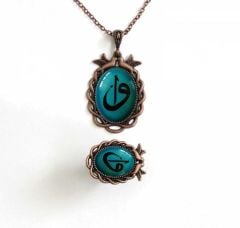 İlbay Çini Takı  Kolye Yüzük Seti 2524DS205