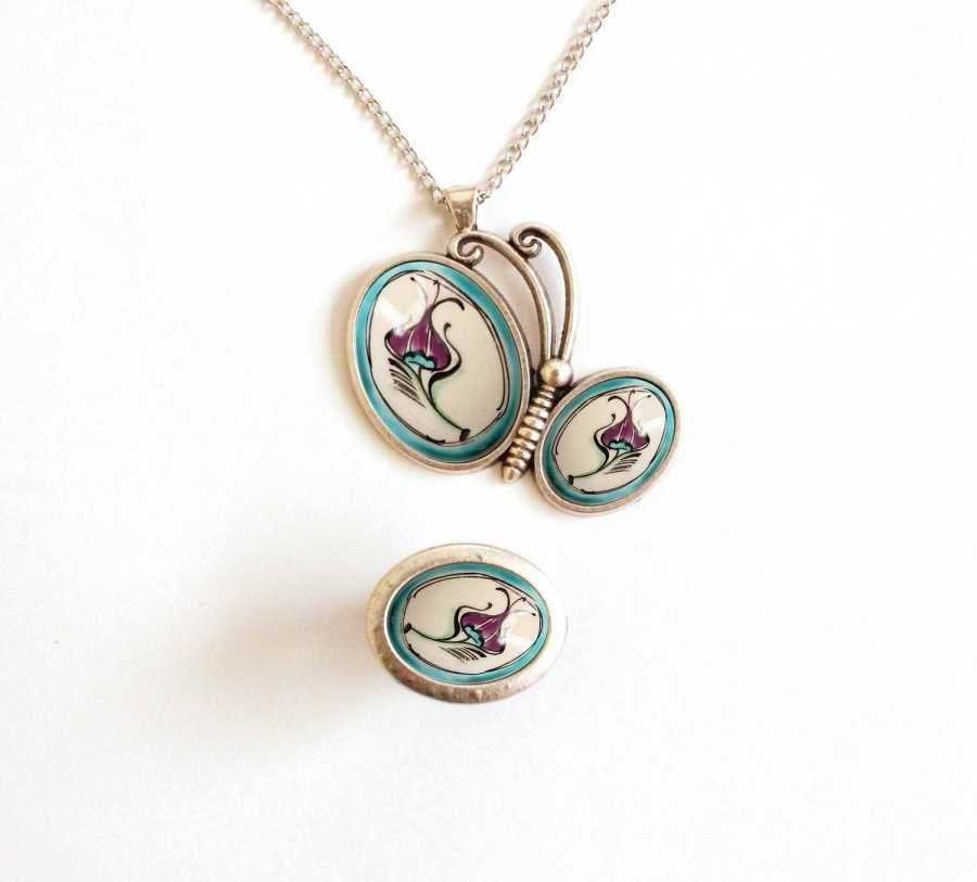 İlbay Çini Takı  Kolye Yüzük Seti 2522DS073