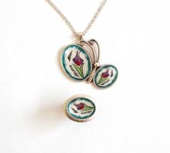 İlbay Çini Takı  Kolye Yüzük Seti 2522DS072