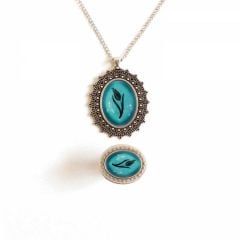 İlbay Çini Takı  Kolye Yüzük Seti 2519DS527