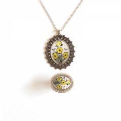 İlbay Çini Takı  Kolye Yüzük Seti 2519DS407