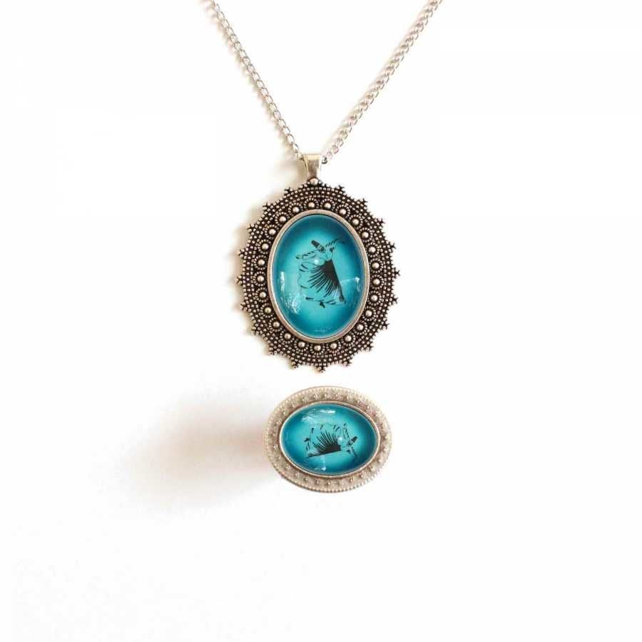 İlbay Çini Takı  Kolye Yüzük Seti 2519DS260