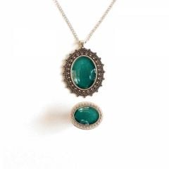 İlbay Çini Takı  Kolye Yüzük Seti 2519DS210