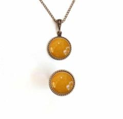 İlbay Çini Takı  Kolye Yüzük Seti 2503DS357