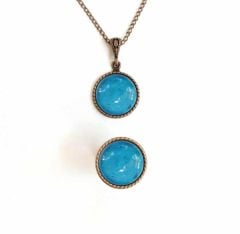 İlbay Çini Takı  Kolye Yüzük Seti 2503DS355