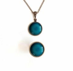 İlbay Çini Takı  Kolye Yüzük Seti 2503DS351