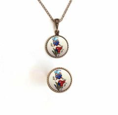 İlbay Çini Takı  Kolye Yüzük Seti 2503DS121