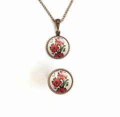 İlbay Çini Takı  Kolye Yüzük Seti 2503DS107