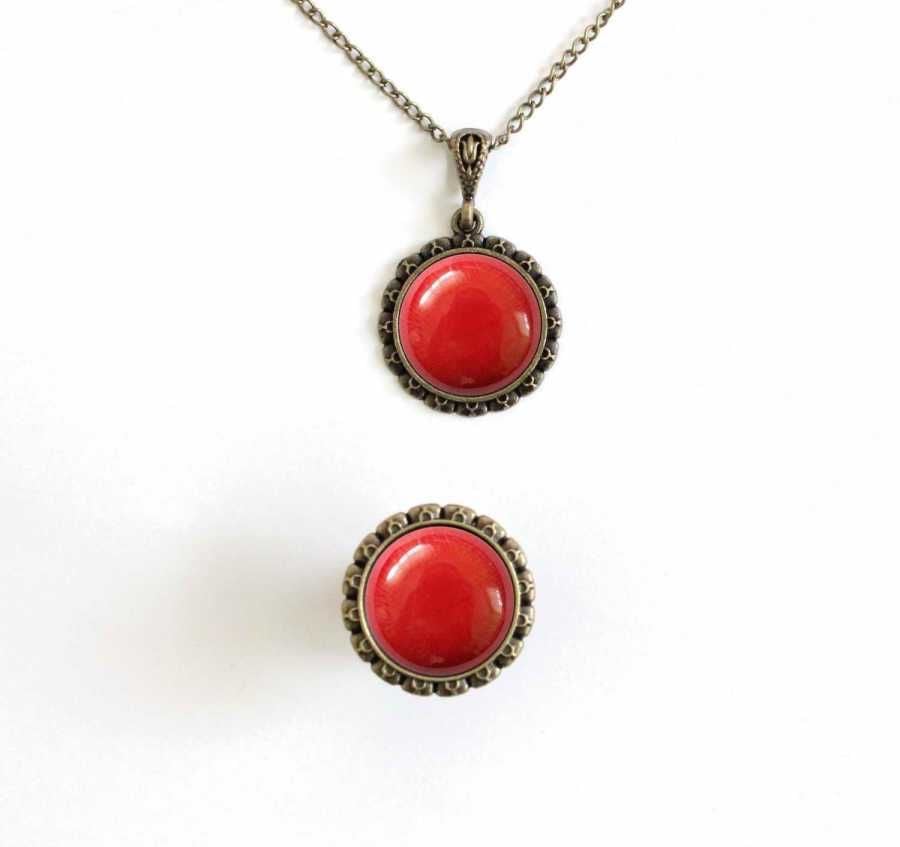 İlbay Çini Takı  Kolye Yüzük Seti 2500DS350